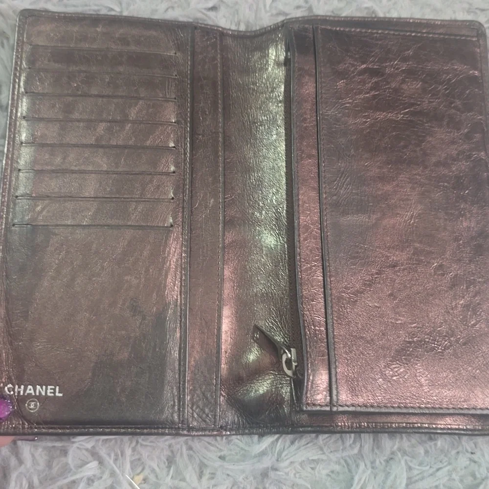 Chanel Metallic Bronze Cambon Long Bifold Wallet W/ Silver Hardware (EUC)✨️🩶✨️ - Picture 4 of 12